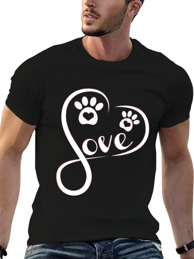 Heart Love Dog - Funny Dog Lightweight Cotton T-Shirt – Daily Comfort Graphic Shirt