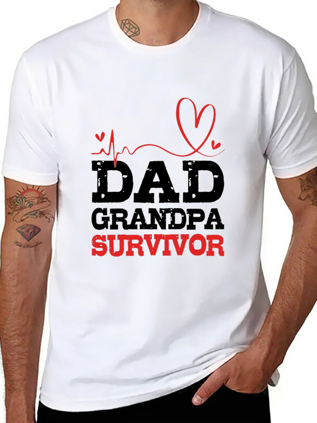 Heartbeat Heart Attack Survivor For Dad Grandpa Lightweight Cotton T-Shirt – Daily Comfort Graphic Shirt