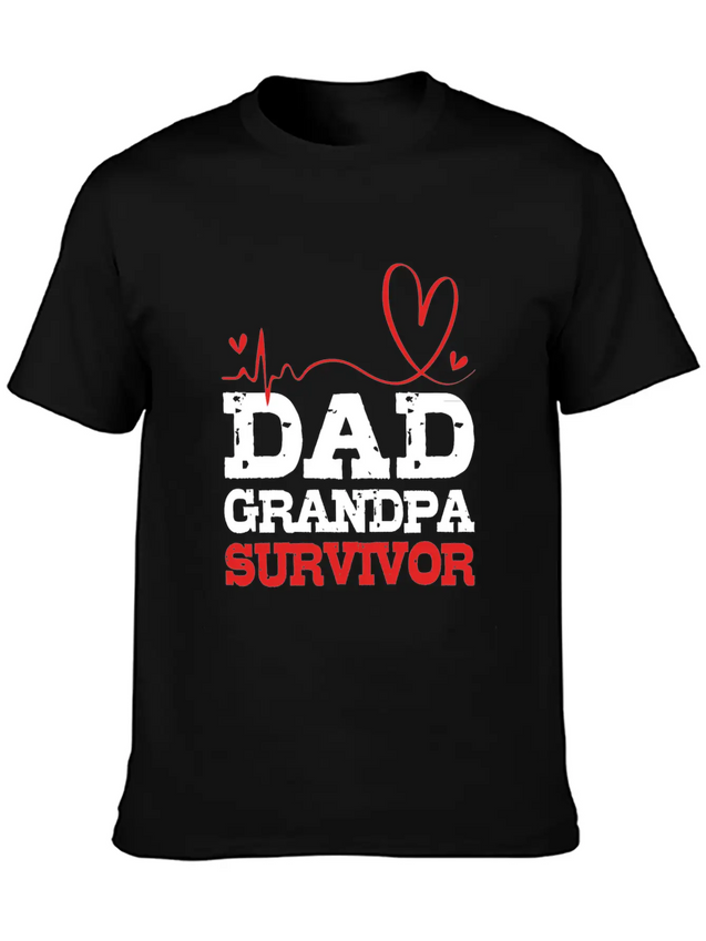 Heartbeat Heart Attack Survivor For Dad Grandpa Lightweight Cotton T-Shirt – Daily Comfort Graphic Shirt