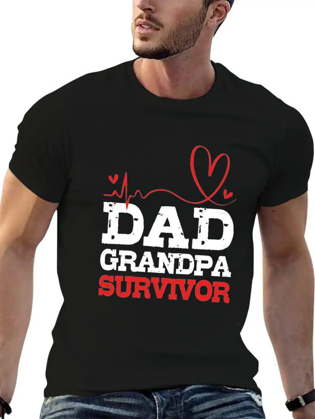 Heartbeat Heart Attack Survivor For Dad Grandpa Lightweight Cotton T-Shirt – Daily Comfort Graphic Shirt