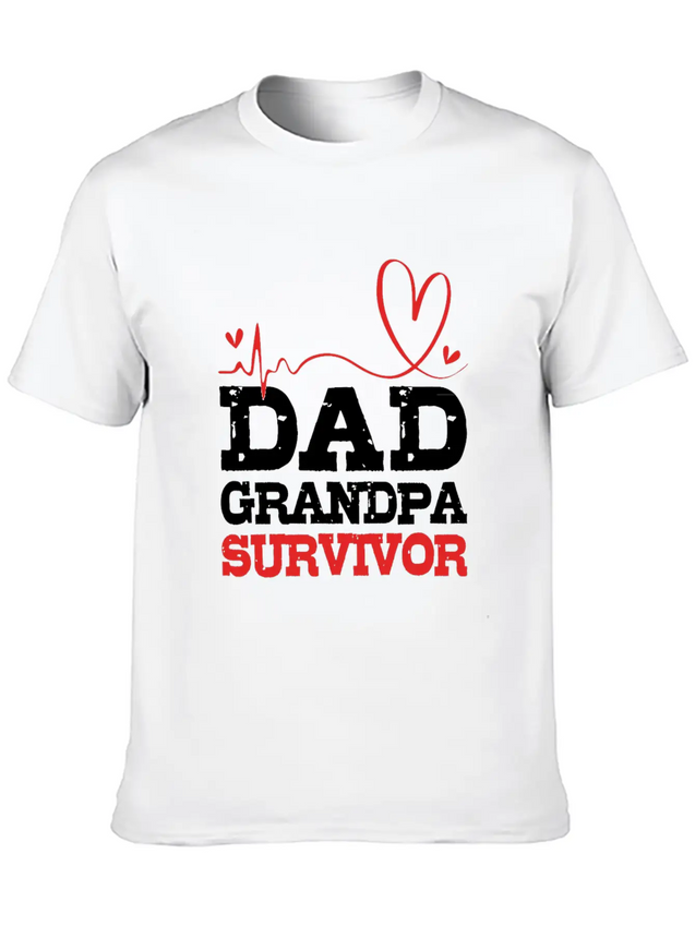 Heartbeat Heart Attack Survivor For Dad Grandpa Lightweight Cotton T-Shirt – Daily Comfort Graphic Shirt