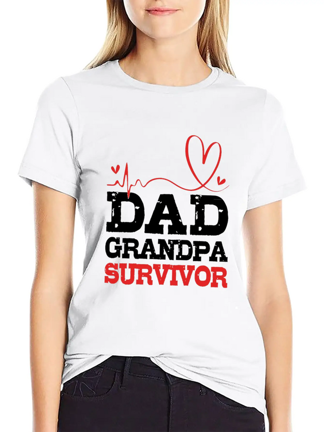 Heartbeat Heart Attack Survivor For Dad Grandpa Lightweight Cotton T-Shirt – Daily Comfort Graphic Shirt