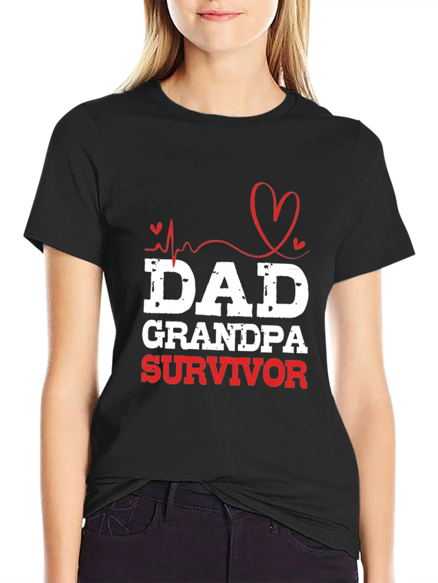 Heartbeat Heart Attack Survivor For Dad Grandpa Lightweight Cotton T-Shirt – Daily Comfort Graphic Shirt