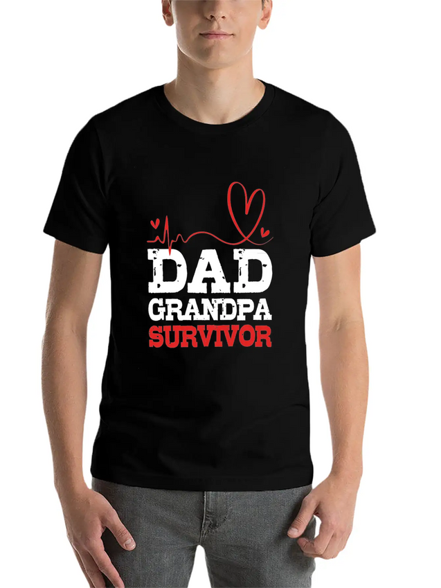 Heartbeat Heart Attack Survivor For Dad Grandpa Lightweight Cotton T-Shirt – Daily Comfort Graphic Shirt