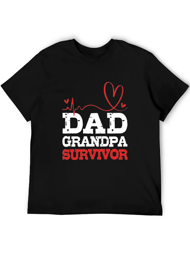 Heartbeat Heart Attack Survivor For Dad Grandpa Lightweight Cotton T-Shirt – Daily Comfort Graphic Shirt
