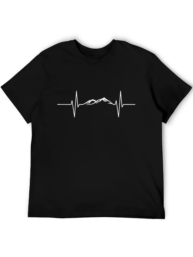 Heartbeat Mountain Lightweight Cotton T-Shirt – Daily Comfort Graphic Shirt