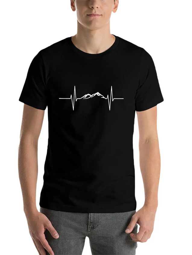 Heartbeat Mountain Lightweight Cotton T-Shirt – Daily Comfort Graphic Shirt