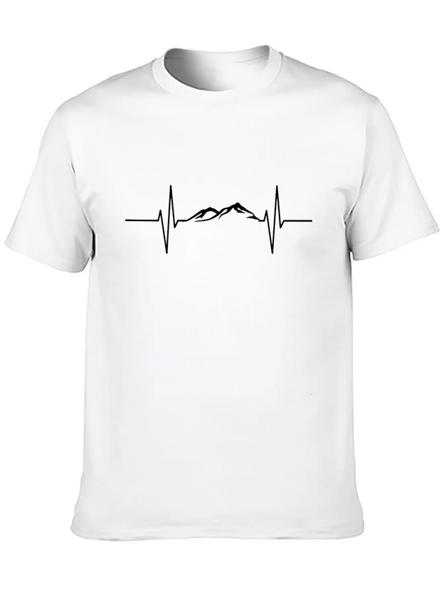 Heartbeat Mountain Lightweight Cotton T-Shirt – Daily Comfort Graphic Shirt