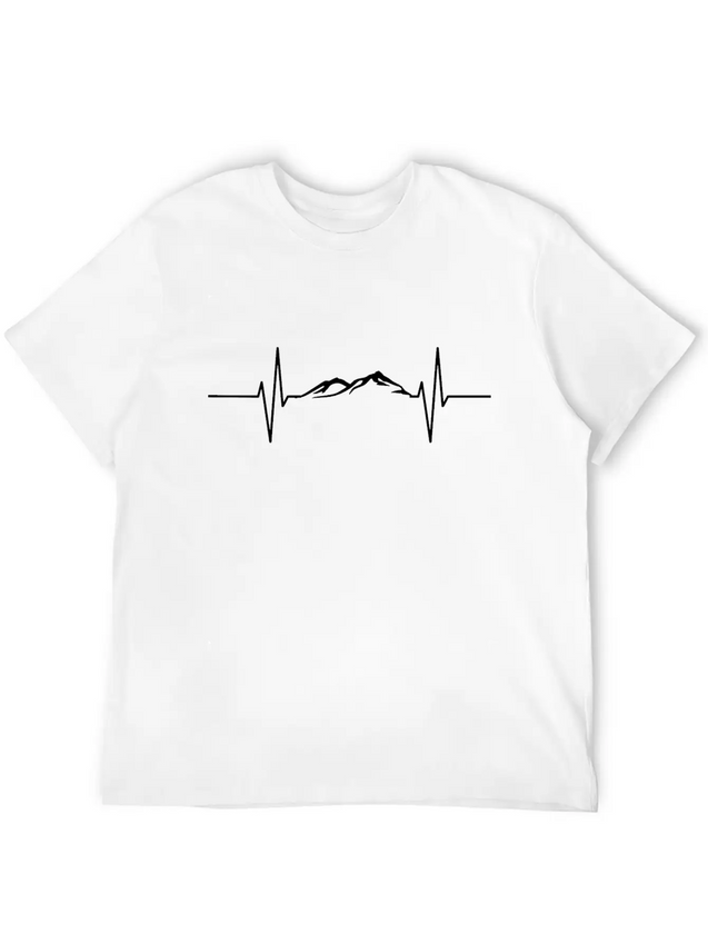 Heartbeat Mountain Lightweight Cotton T-Shirt – Daily Comfort Graphic Shirt