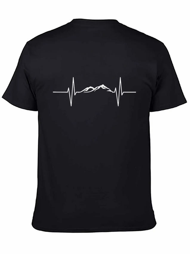 Heartbeat Mountain Lightweight Cotton T-Shirt – Daily Comfort Graphic Shirt
