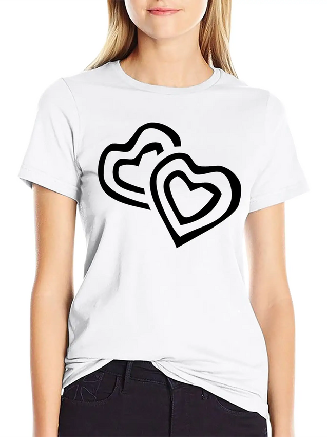 Hearts Lightweight Cotton T-Shirt – Daily Comfort Graphic Shirt