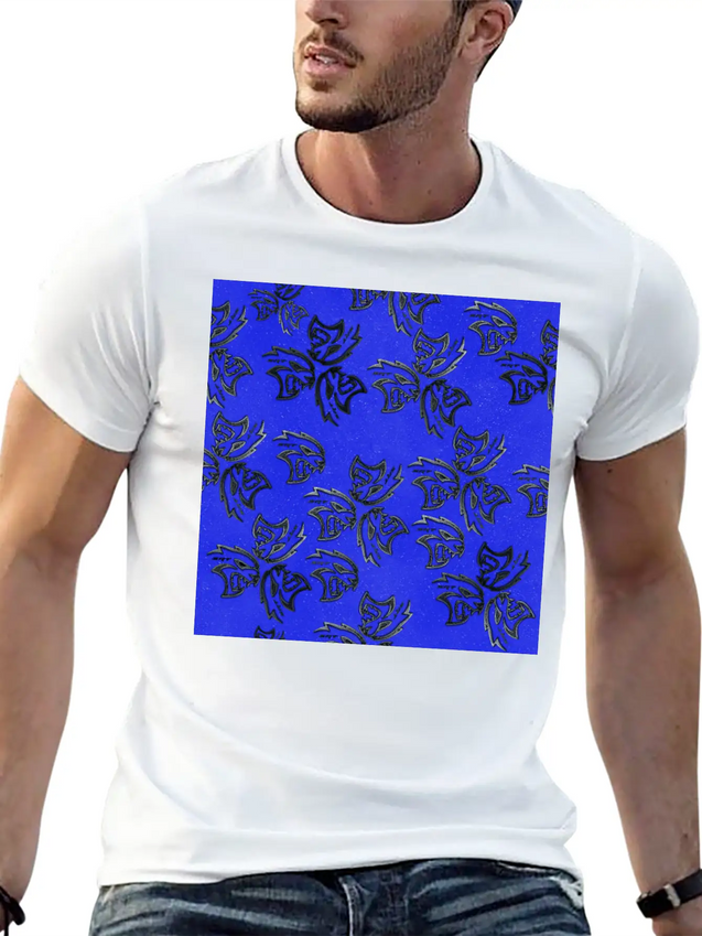 HellCat Pattern Blue Lightweight Cotton T-Shirt – Daily Comfort Graphic Shirt