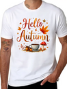 Hello Autumn Cozy Nostalgia Lightweight Cotton T-Shirt – Daily Comfort Graphic Shirt