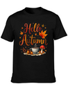 Hello Autumn Cozy Nostalgia Lightweight Cotton T-Shirt – Daily Comfort Graphic Shirt