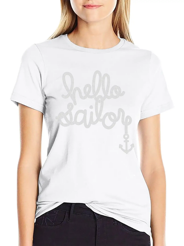 Hello Sailor Typography Lightweight Cotton T-Shirt – Daily Comfort Graphic Shirt