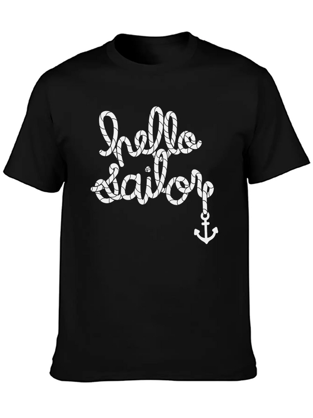 Hello Sailor Typography Lightweight Cotton T-Shirt – Daily Comfort Graphic Shirt