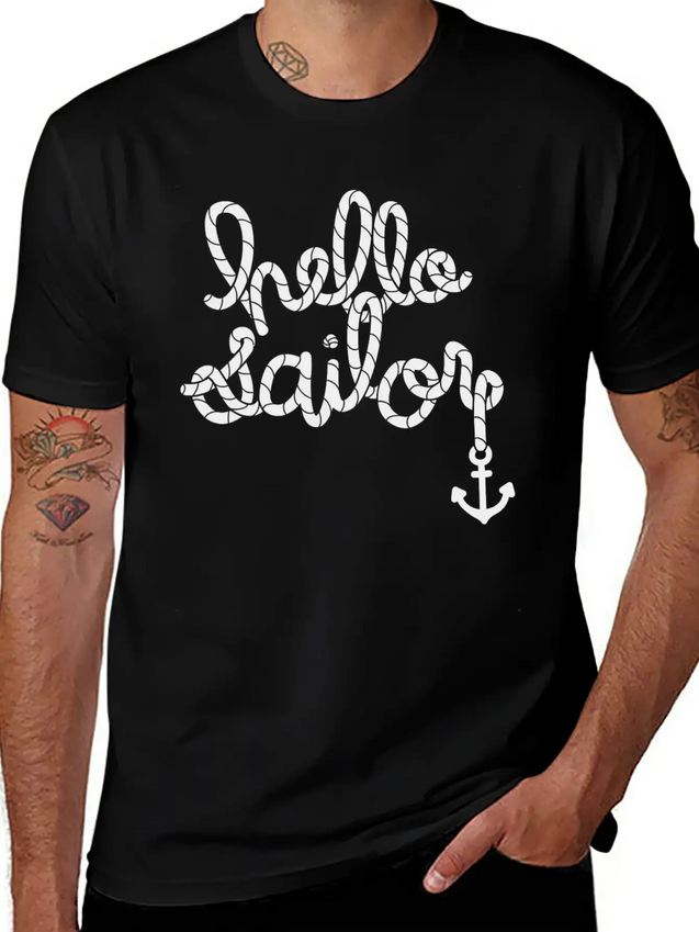 Hello Sailor Typography Lightweight Cotton T-Shirt – Daily Comfort Graphic Shirt