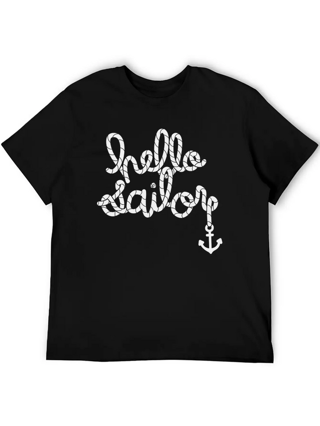 Hello Sailor Typography Lightweight Cotton T-Shirt – Daily Comfort Graphic Shirt