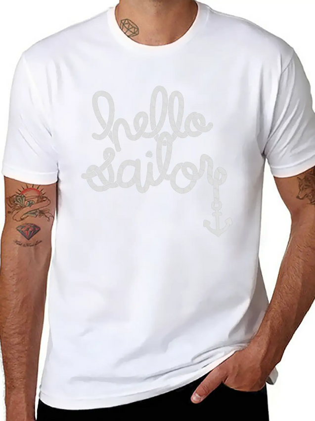 Hello Sailor Typography Lightweight Cotton T-Shirt – Daily Comfort Graphic Shirt