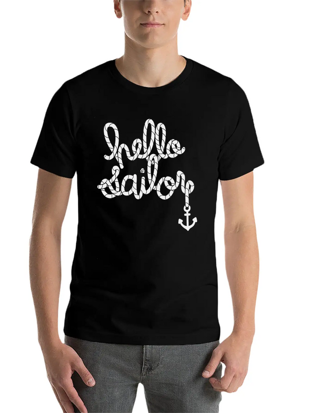 Hello Sailor Typography Lightweight Cotton T-Shirt – Daily Comfort Graphic Shirt