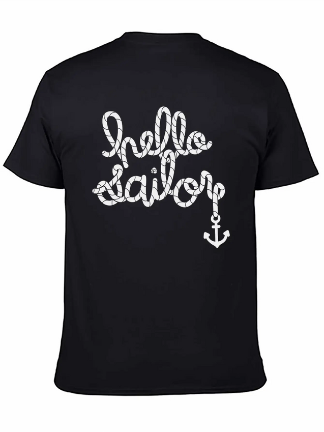 Hello Sailor Typography Lightweight Cotton T-Shirt – Daily Comfort Graphic Shirt