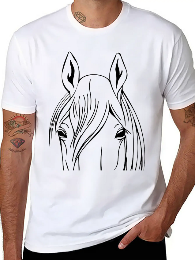 Horse - Head Vector Lightweight Cotton T-Shirt – Daily Comfort Graphic Shirt