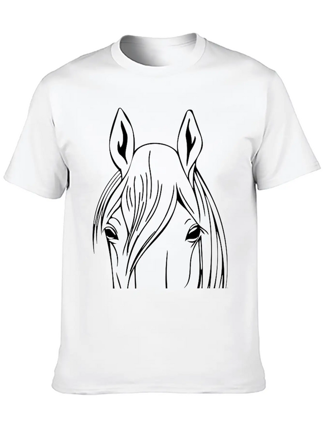 Horse - Head Vector Lightweight Cotton T-Shirt – Daily Comfort Graphic Shirt