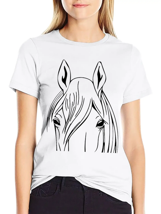 Horse - Head Vector Lightweight Cotton T-Shirt – Daily Comfort Graphic Shirt