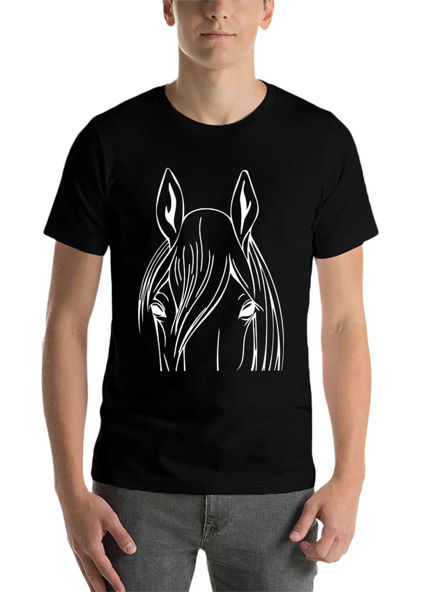 Horse - Head Vector Lightweight Cotton T-Shirt – Daily Comfort Graphic Shirt