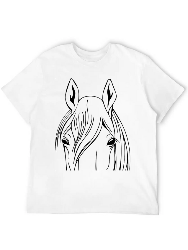 Horse - Head Vector Lightweight Cotton T-Shirt – Daily Comfort Graphic Shirt