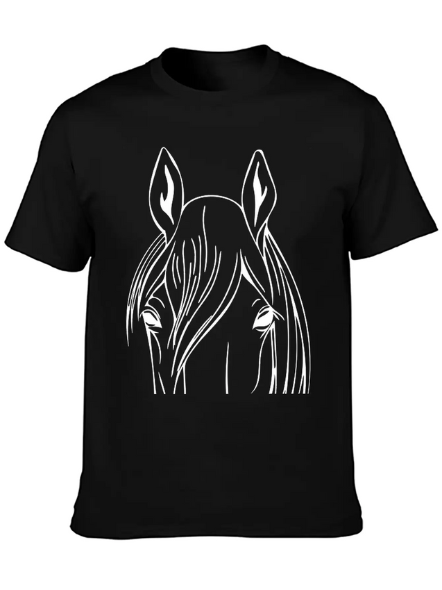 Horse - Head Vector Lightweight Cotton T-Shirt – Daily Comfort Graphic Shirt