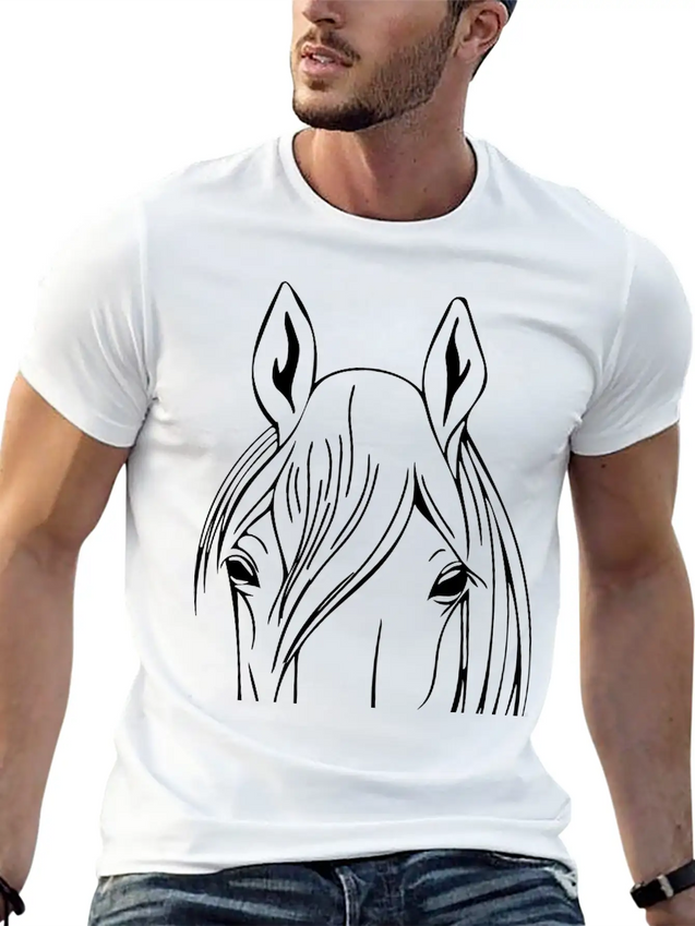 Horse - Head Vector Lightweight Cotton T-Shirt – Daily Comfort Graphic Shirt