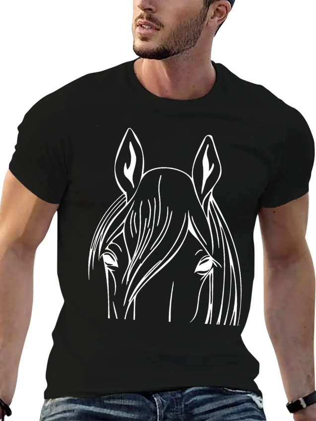 Horse - Head Vector Lightweight Cotton T-Shirt – Daily Comfort Graphic Shirt