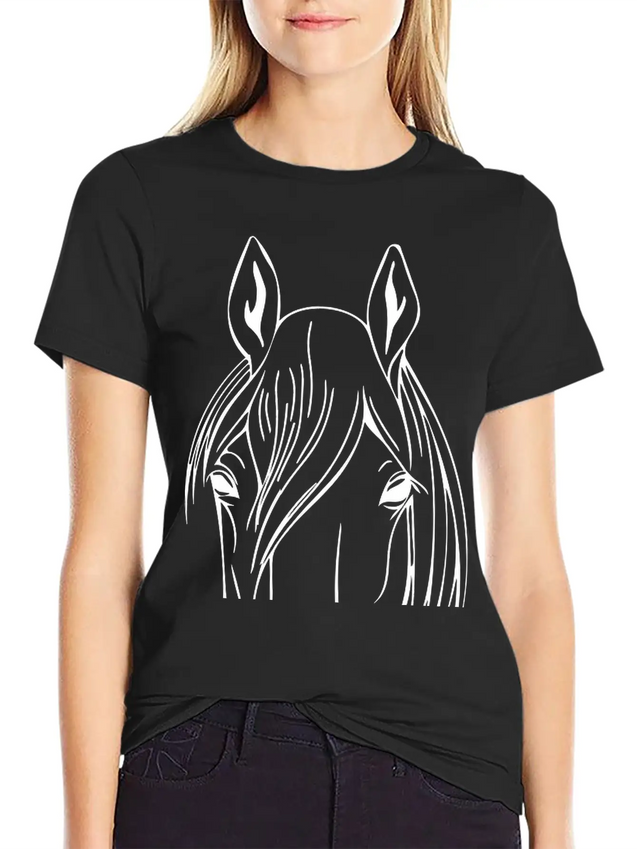 Horse - Head Vector Lightweight Cotton T-Shirt – Daily Comfort Graphic Shirt