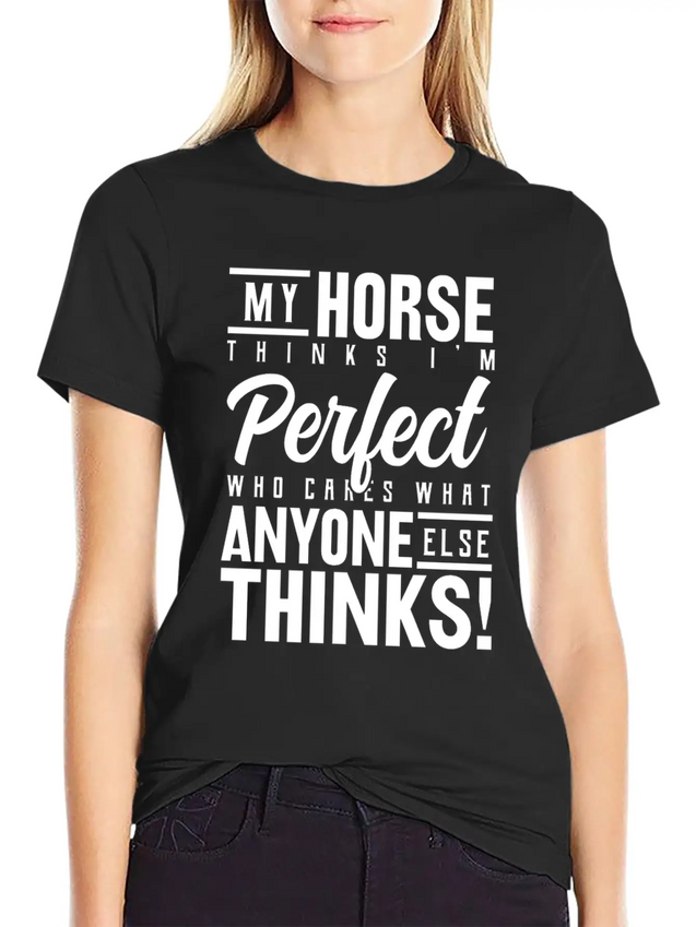 Horse Horses Funny Gift Riding Gift Lightweight Cotton T-Shirt – Daily Comfort Graphic Shirt