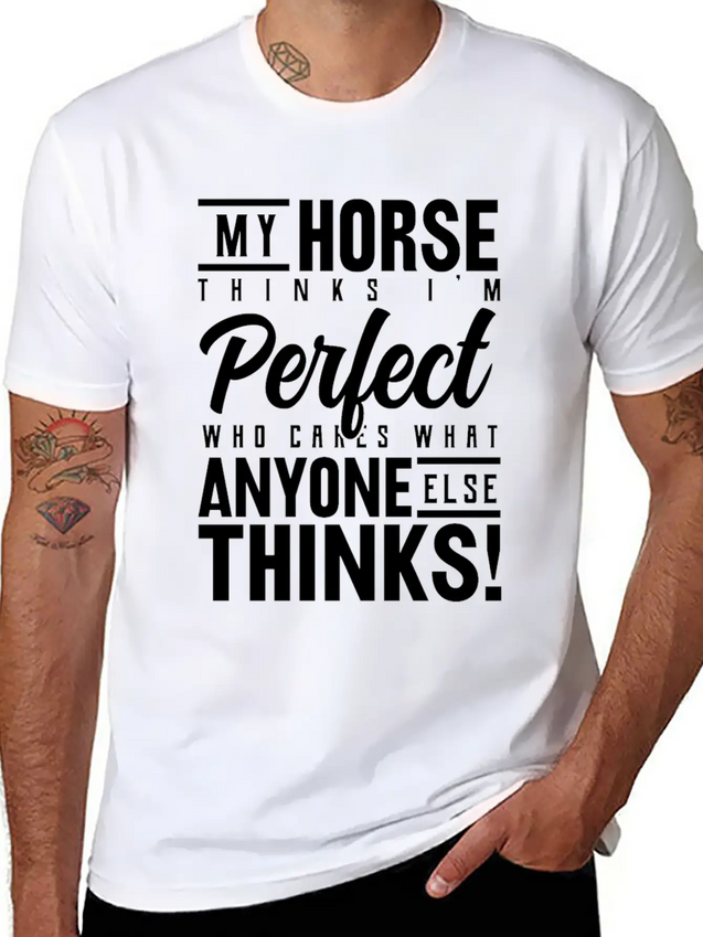 Horse Horses Funny Gift Riding Gift Lightweight Cotton T-Shirt – Daily Comfort Graphic Shirt