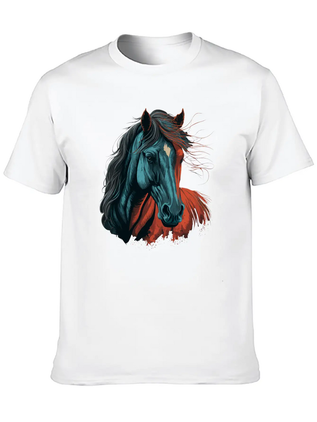 Horse Illustration Lightweight Cotton T-Shirt – Daily Comfort Graphic Shirt