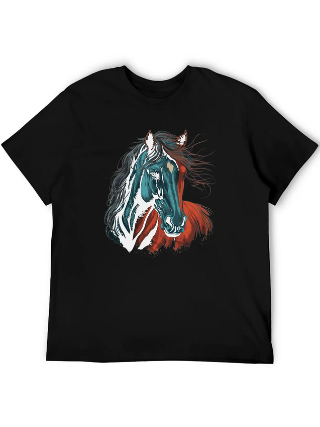 Horse Illustration Lightweight Cotton T-Shirt – Daily Comfort Graphic Shirt