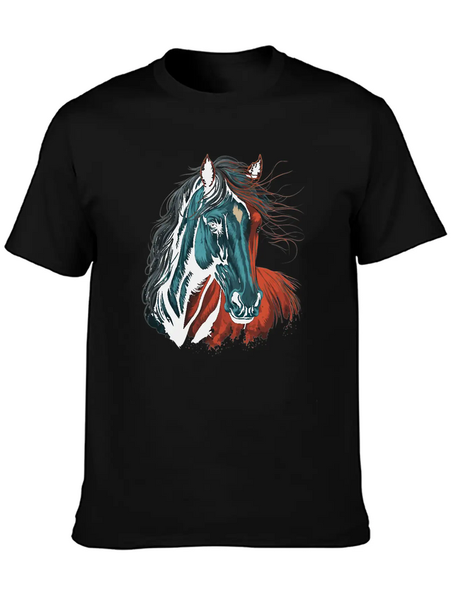 Horse Illustration Lightweight Cotton T-Shirt – Daily Comfort Graphic Shirt