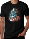 Horse Illustration Lightweight Cotton T-Shirt – Daily Comfort Graphic Shirt