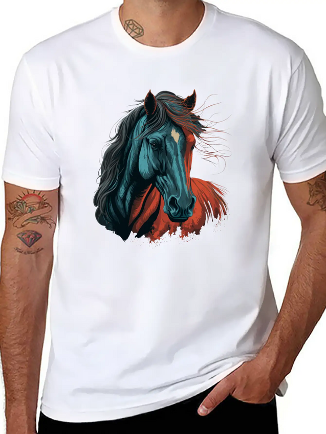 Horse Illustration Lightweight Cotton T-Shirt – Daily Comfort Graphic Shirt