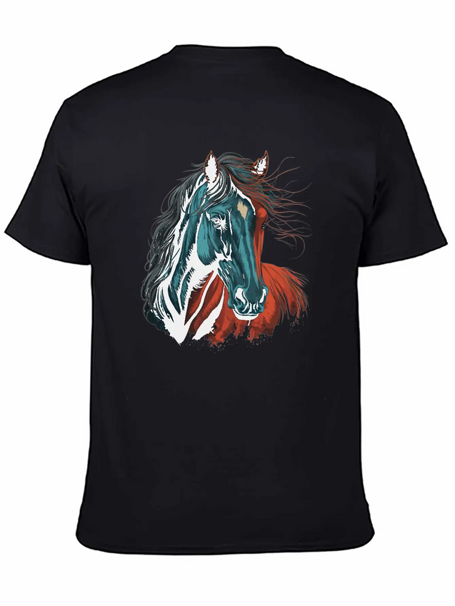 Horse Illustration Lightweight Cotton T-Shirt – Daily Comfort Graphic Shirt