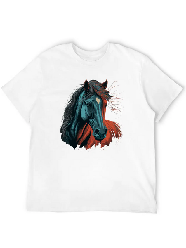 Horse Illustration Lightweight Cotton T-Shirt – Daily Comfort Graphic Shirt