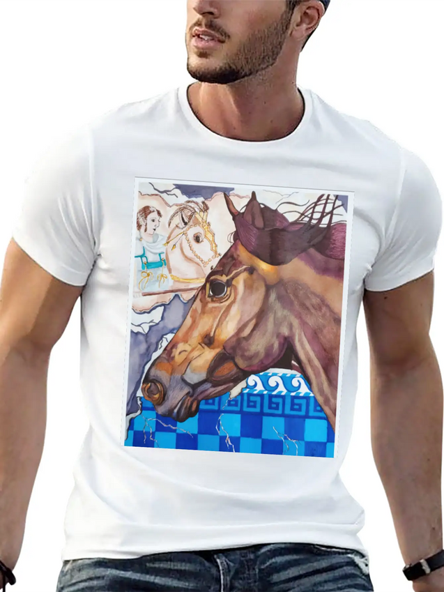 Horse Racing Lightweight Cotton T-Shirt – Daily Comfort Graphic Shirt