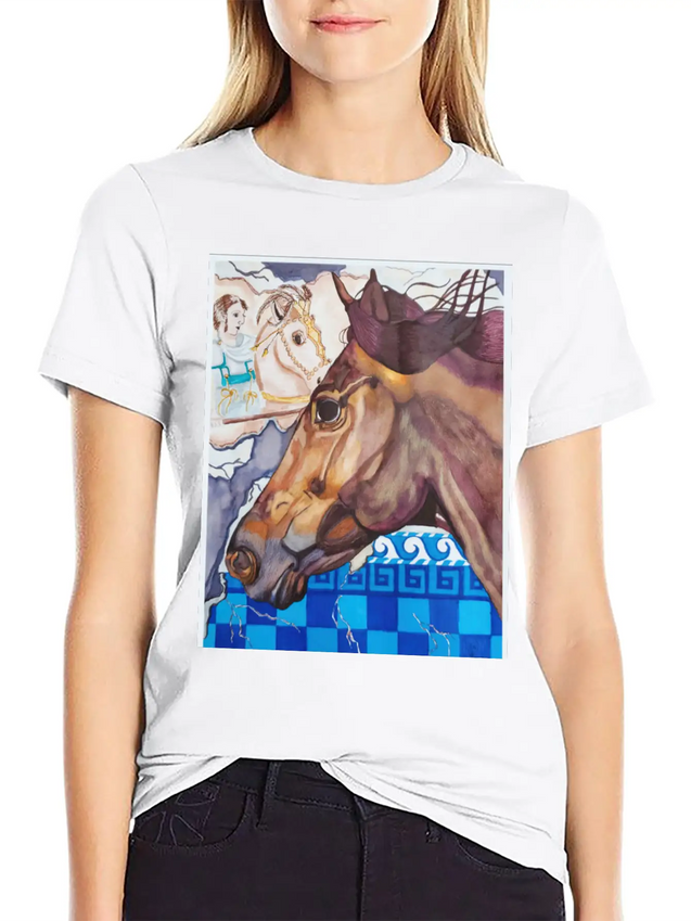 Horse Racing Lightweight Cotton T-Shirt – Daily Comfort Graphic Shirt