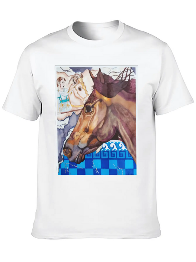 Horse Racing Lightweight Cotton T-Shirt – Daily Comfort Graphic Shirt