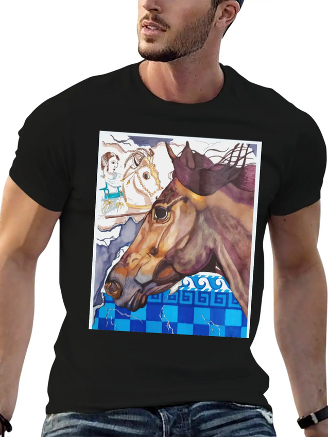 Horse Racing Lightweight Cotton T-Shirt – Daily Comfort Graphic Shirt
