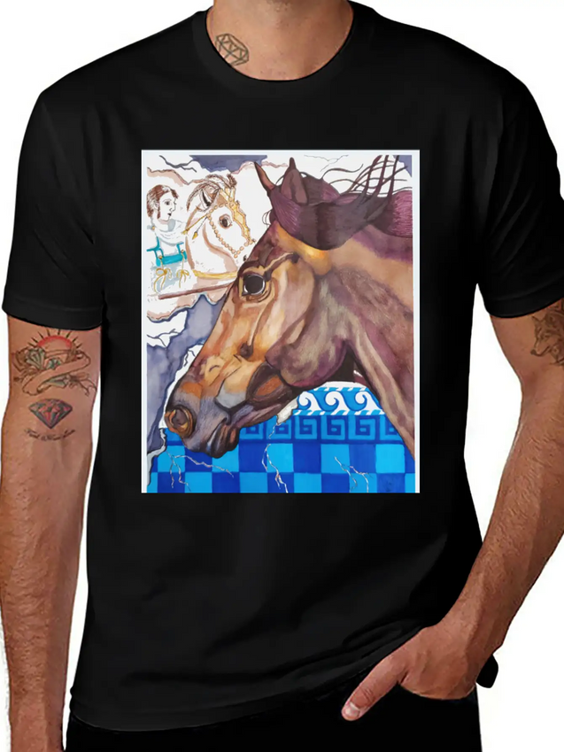 Horse Racing Lightweight Cotton T-Shirt – Daily Comfort Graphic Shirt