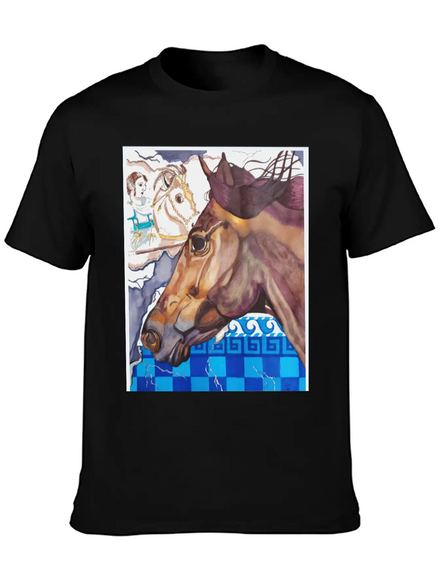 Horse Racing Lightweight Cotton T-Shirt – Daily Comfort Graphic Shirt