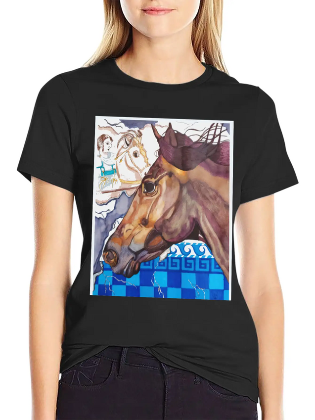 Horse Racing Lightweight Cotton T-Shirt – Daily Comfort Graphic Shirt
